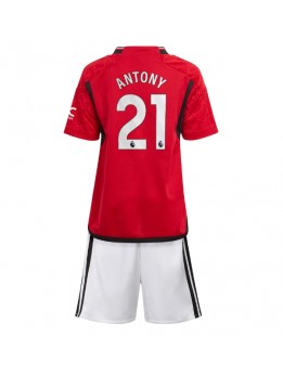 Billige Manchester United Antony #21 Hjemmedraktsett Barn 2023-24 Kortermet (+ Korte bukser)